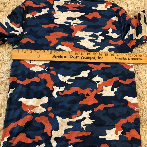 Salt Life Rogue LS Performance Pocket Tee Sz Sm Blue Rust Camo - Picture 6 of 6